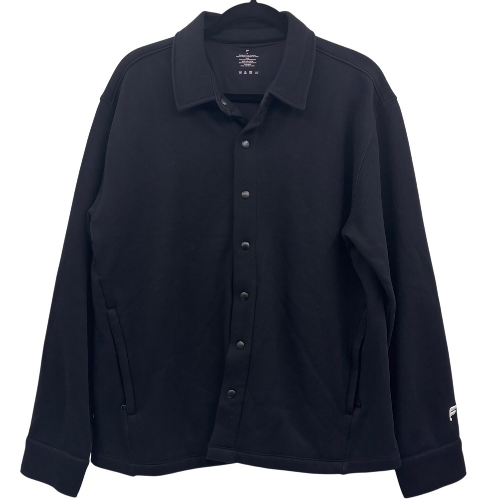 Fabletics The‎ Go-To Shirt Jacket Medium Black Basic Shacket Snaps